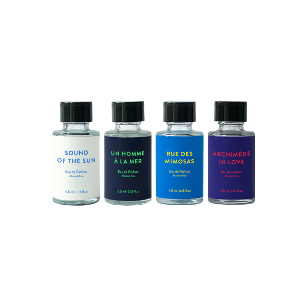 Discovery Set Velvetvelo: Sound Of The Sun Eau De Parfum Unisex 4.5 ml + Un Homme A La Mer Eau De Parfum For Men 4.5 ml + Rue Des Mimosas Eau De Parfum Unisex 4.5 ml + Archimede In Love Eau De Parfum Unisex 4.5 ml Discovery Set Velvetvelo: Sound Of The Sun Eau De Parfum Unisex 4.5 ml + Un Homme A La Mer Eau De Parfum For Men 4.5 ml + Rue Des Mimosas Eau De Parfum Unisex 4.5 ml + Archimede In Love Eau De Parfum Unisex 4.5 ml