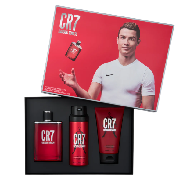 Set Cristiano Ronaldo: CR7 Eau De Toilette For Men, 100 ml + CR7 Shower Gel For All Skin Types, 150 ml + CR7 Scented Spray For Men, 150 ml Set Cristiano Ronaldo: CR7 Eau De Toilette For Men, 100 ml + CR7 Shower Gel For All Skin Types, 150 ml + CR7 Scented Spray For Men, 150 ml