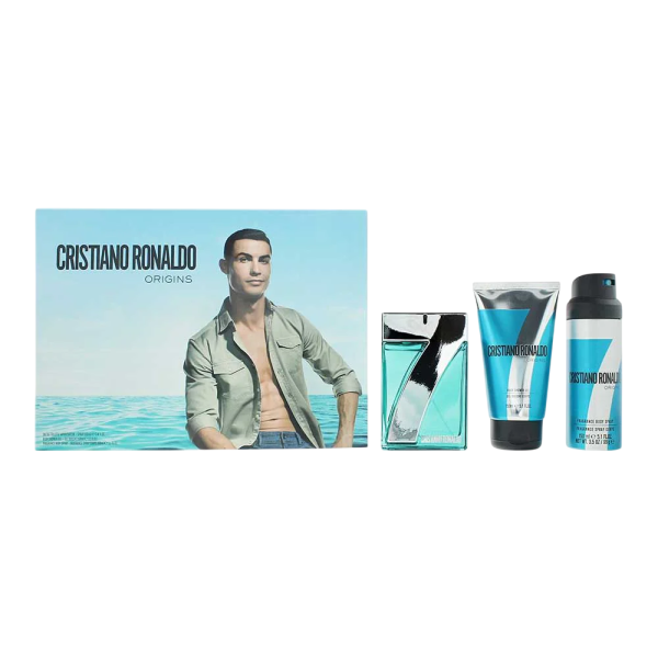 Set Cristiano Ronaldo: CR7 Origins Eau De Toilette For Men, 100 ml + CR7 Game On Shower Gel For All Skin Types, 150 ml + CR7 Origins Refreshing Deodorant Spray For Men, 150 ml Set Cristiano Ronaldo: CR7 Origins Eau De Toilette For Men, 100 ml + CR7 Game On Shower Gel For All Skin Types, 150 ml + CR7 Origins Refreshing Deodorant Spray For Men, 150 ml