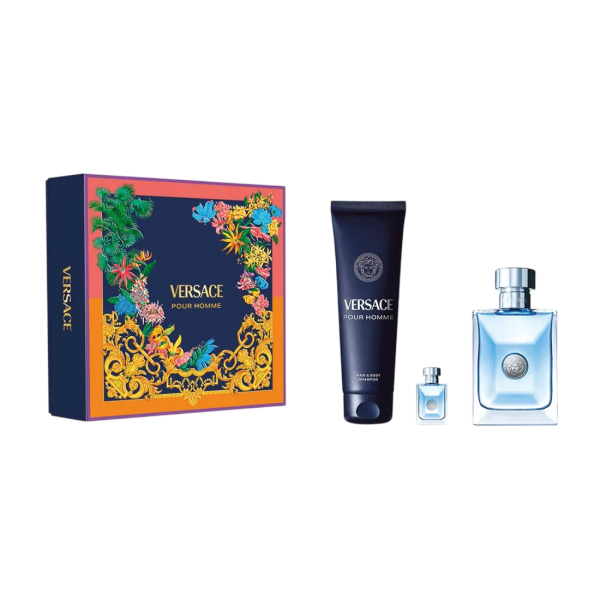 Set Versace: Pour Homme Eau De Toilette For Men, 100 ml + Pour Homme Shower Gel For Hair & Body For All Skin Types, 150 ml + Pour Homme Eau De Toilette For Men, 5 ml *Miniature Set Versace: Pour Homme Eau De Toilette For Men, 100 ml + Pour Homme Shower Gel For Hair & Body For All Skin Types, 150 ml + Pour Homme Eau De Toilette For Men, 5 ml *Miniature