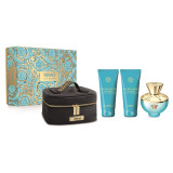 Versace Dylan Torquoise rinkinys moterims (EDT, 100 ml + kūno losjonas, 100 ml + dušo želė, 100 ml + kosmetinė)