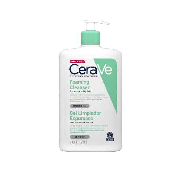 Cerave Foaming Cleansing Gel putojantis veido ir kūno prausiklis normaliai ir riebiai odai, 976 ml Cerave Foaming Cleansing Gel putojantis veido ir kūno prausiklis normaliai ir riebiai odai, 976 ml