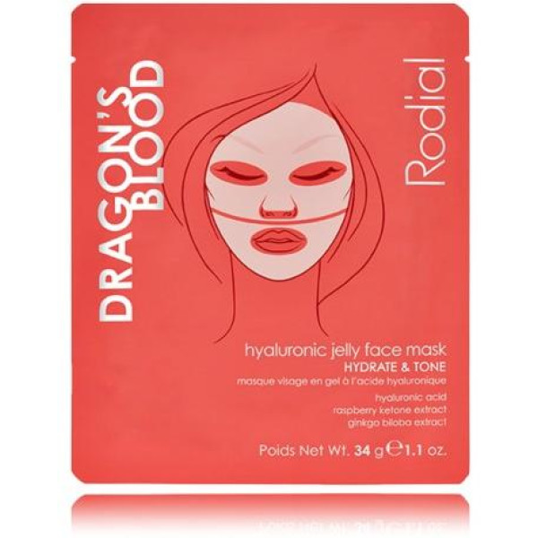 Rodial Dragon's Blood Hyaluronic Mask drėkinanti dviejų dalių gelinė veido kaukė, 34 g