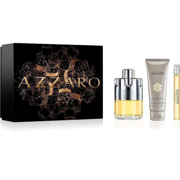 Azzaro Wanted rinkinys vyrams (EDT, 100 ml + EDT, 10 ml + plaukų ir kūno šampūnas, 75 ml)