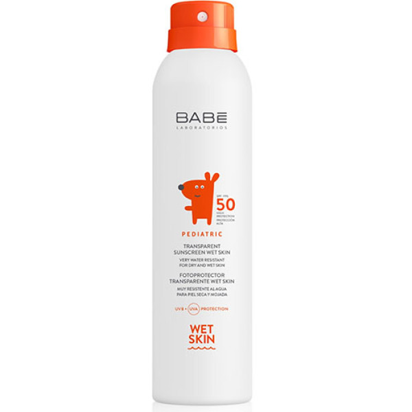 Babe Fotoprotector Pediatric Wet Skin SPF 50 skaidri apsauginė dulksna nuo saulės vaikams, 200 ml  