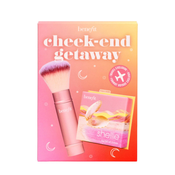 Benefit Cheek-End Getaway Set rinkinys (Shellie Blush skaistalai,6 g + Multitasking Cheek Brush  šepetėlis)