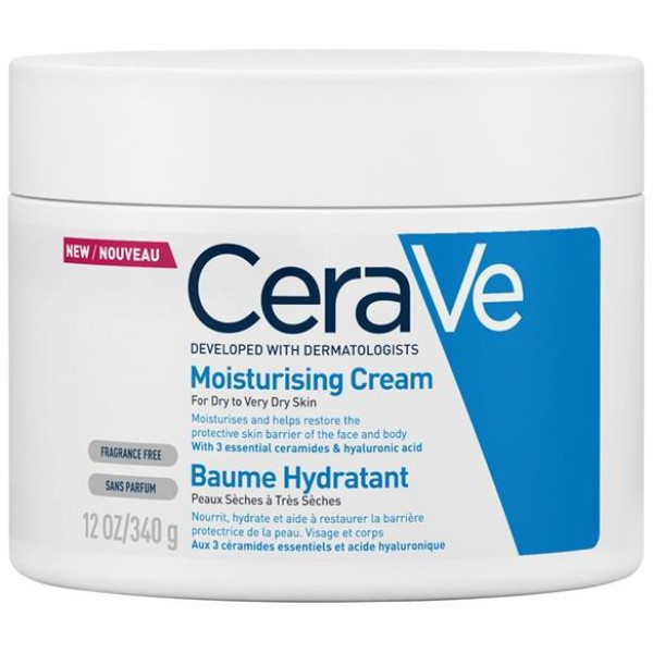 Cerave Moisturizing Cream veido ir kūno drėkinamasis kremas sausai odai, 340 g