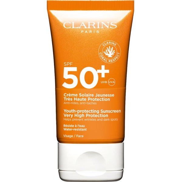 Clarins Youth-Protecting Sunscreen Very High Protection SPF 50+ apsauginis veido kremas nuo saulės, 50 ml