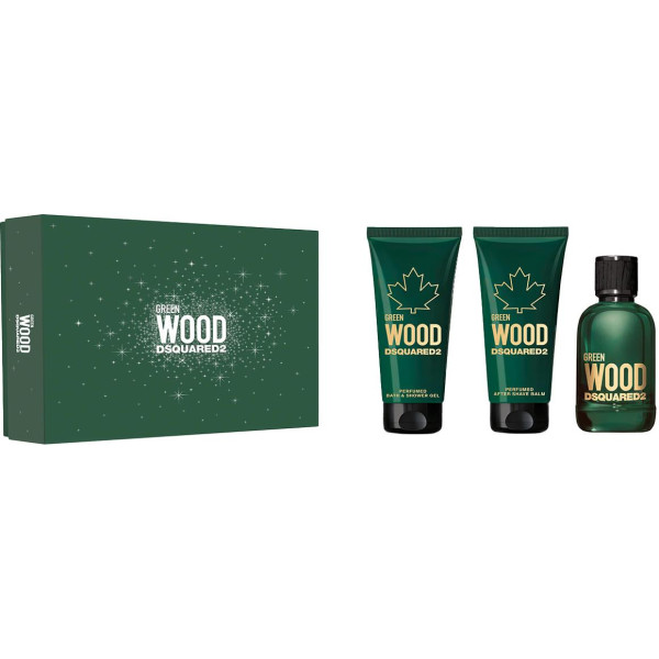 Dsquared2 Green Wood rinkinys vyrams (EDT, 100 ml + dušo želė, 100 ml + balzamas po skutimosi, 100 ml)