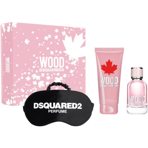 Dsquared2 Wood rinkinys moterims (EDT, 50 ml + dušo želė, 100 ml + miego kaukė)