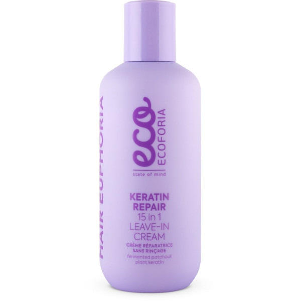 Ecoforia Keratin Repair Cream 15 In 1 Leave-In nenuplaunamas plaukų kremas su keratinu, 200 ml