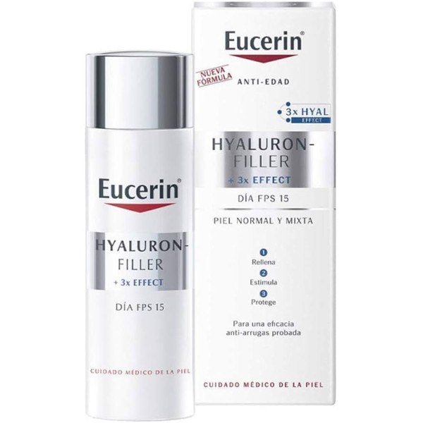 Eucerin Hyaluron Filler Day Cream Normal To Combination Skin SPF 15 dieninis kremas, 50 ml