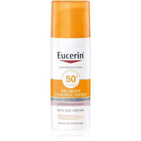 Eucerin Sun Protection Pigment Control Tinted Gel-Cream SPF 50+ apsauginis kremas nuo saulės, Light,  50 ml
