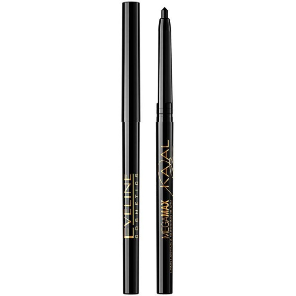 Eveline Cosmetics Mega Max Automatic kajal eyeliner pencil akių pieštukas, atspalvis: Black, 1,2 g