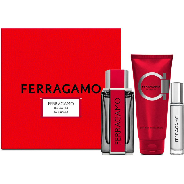 Ferragamo Ferragamo Red Leather rinkinys vyrams (EDP, 100 ml + šampūnas ir dušo želė, 100 ml + EDP, 10 ml)