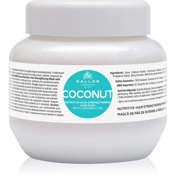 Kallos Cosmetics KJMN Coconut Nutritive–Hair Strengthening Mask with Coconut Oil plaukų kaukė, 275 ml