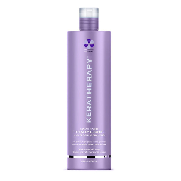 Keratherapy Keratin Infused Totally Blonde Violet Toning Shampoo geltonus atspalvius neutralizuojantis šampūnas, 1000 ml