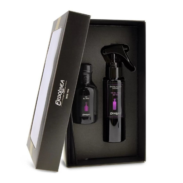 Kvapų namams rinkinys Erbolinea Prestige Vin Di Vino, sudaro: purškiamas kvapas namams ir kvapas lazdelėmis, 100 ml ir 50 ml