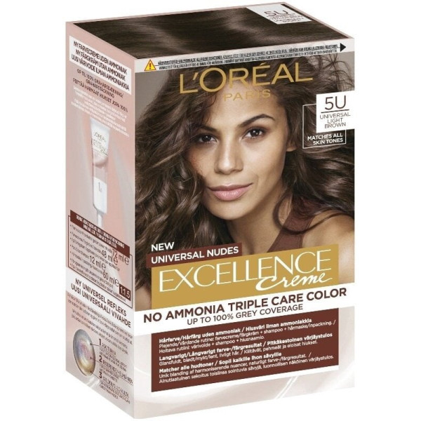 L'Oréal Paris Excellence Creme Hair Color ilgalaikiai plaukų dažai, 5U šviesiai ruda 48 ml