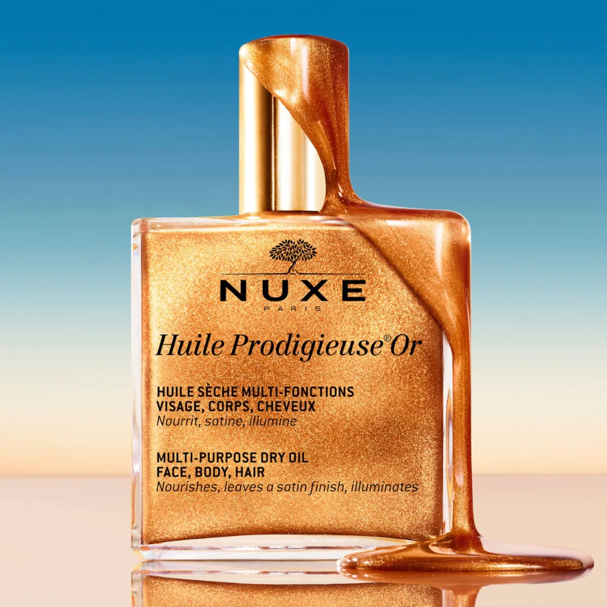 Nuxe Huile Prodigieuse Or Shimmering Dry Oil daudzfunkcionāla sausā eļļa, kas piešķir mirdzumu, 50 ml