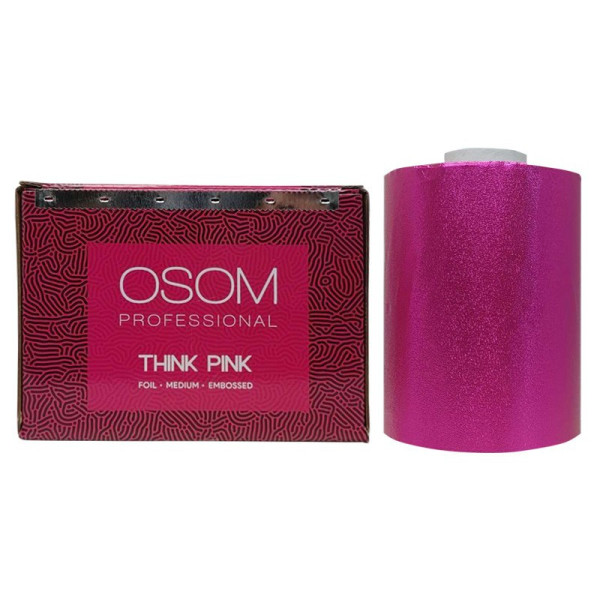 OSOM Professional Embossed Roll Pink FOIL15721 folija plaukų dažymui ritinėlyje, 100 m,12 cm pločio, 15 mikronų storio