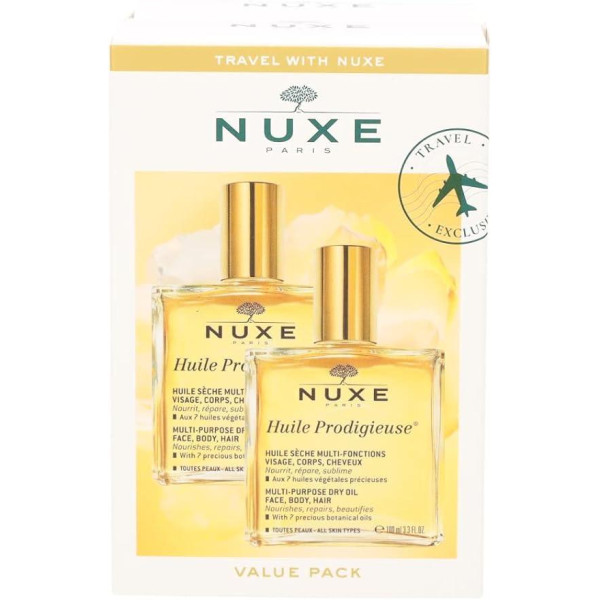 Travel With Nuxe Huile Prodigieuse Multi Usage Dry Oil Duo Set sauso aliejaus rinkinys, 2 x 100 ml