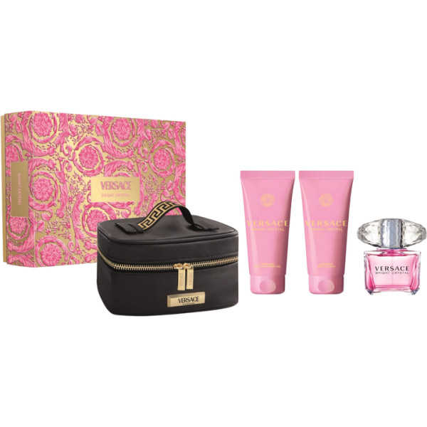 Versace Bright Crystal rinkinys moterims (EDT, 90 ml + kūno losjonas, 100 ml + dušo želė, 100 ml + kosmetinė)