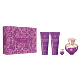 Versace Dylan Purple rinkinys moterims 2024 (EDP, 100 ml + EDP, 5 ml + dušo želė, 100 ml + kūno losjonas, 100 ml)