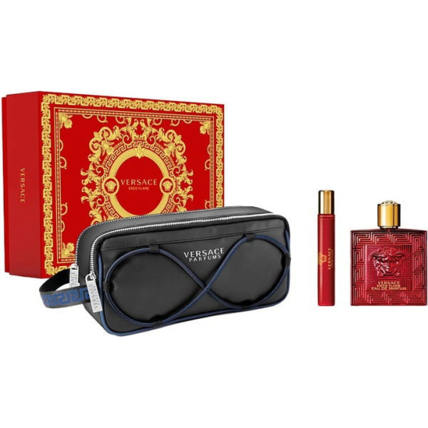 Versace Eros Flame rinkinys vyrams (EDP, 100 ml + EDP, 10 ml + kosmetinė)