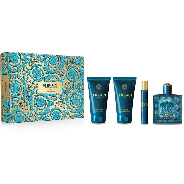 Versace Eros Gift Set rinkinys vyrams (EDP, 100 ml + dušo želė, 75 ml + balzamas po skutimosi, 75 ml + EDP, 10 ml)