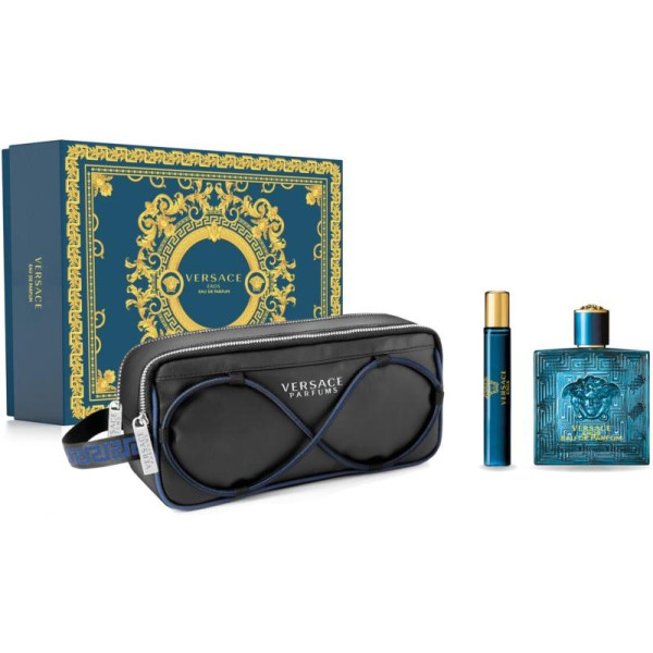 Versace Eros Gift Set rinkinys vyrams (EDP, 100 ml + EDP, 10 ml + kosmetinė)