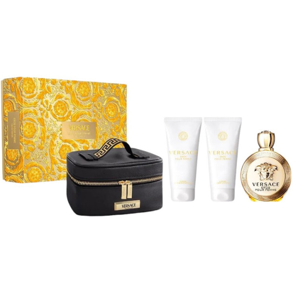 Versace Eros Pour Femme rinkinys moterims (EDP, 100 ml + kūno losjonas, 100 ml + dušo želė, 100 ml + kosmetinė)