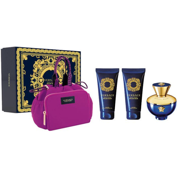 Versace Pour Femme Dylan Blue rinkinys moterims (EDP, 100 ml + kūno losjonas, 100 ml + dušo želė, 100 ml + rankinė)