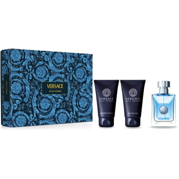 Versace Pour Homme rinkinys vyrams (EDT, 50 ml + balzamas po skutimosi, 50 ml + kūno ir plaukų šampūnas, 50 ml)