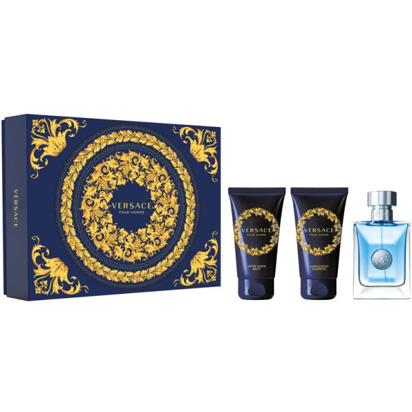 Versace Pour Homme rinkinys vyrams (EDT, 50 ml + balzamas po skutimosi, 50 ml + kūno ir plaukų šampūnas, 50 ml)