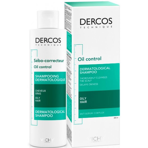 Vichy Dercos Oil Control Treatment Shampoo šampūnas riebiems plaukams, 200 ml