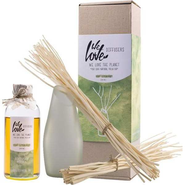 We Love The Planet Light Lemongrass 100% Essential Oil Diffuser namų kvapas su lazdelėmis, 200 ml