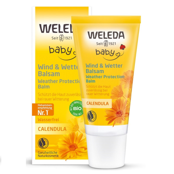 Weleda Baby Calendula Weather Protective Balm Day Cream vaikiškas apsauginis kremas nuo vėjo ir šalčio su medetkomis, 30 ml