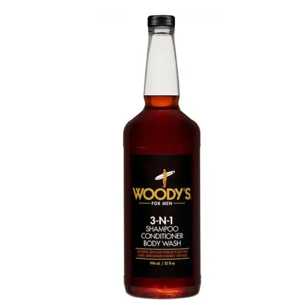 Woody's 3-n-1 šampūnas, kondicionierius, kūno prausiklis 3 in 1, 946 ml