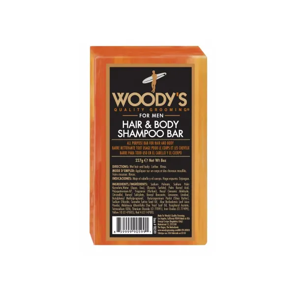 Woody's Hair & Body Shampoo Bar kietasis šampūnas plaukams ir kūnui, 227 g